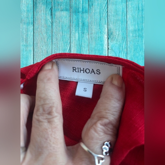 RIHOAS Red Round Neck Cut-Out Midi Dress Size Small - Picture 6 of 10